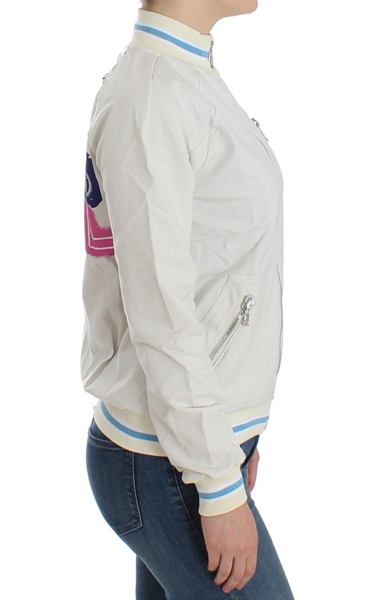 John Galliano White Mock Zip Cardigan Sweatshirt Women's Sweater