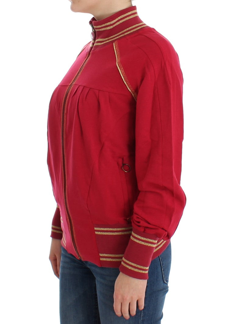 John Galliano Pink Mock Zip Cardigan Sweatshirt Women's Sweater