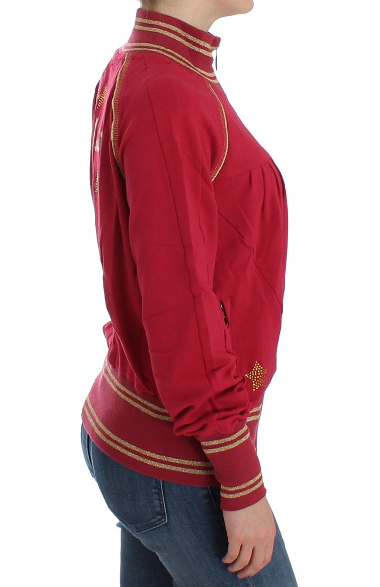 John Galliano Pink Mock Zip Cardigan Sweatshirt Women's Sweater