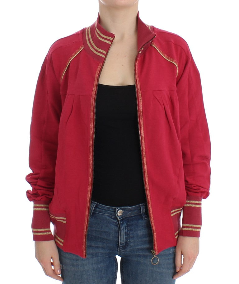 John Galliano Pink Mock Zip Cardigan Sweatshirt Women's Sweater