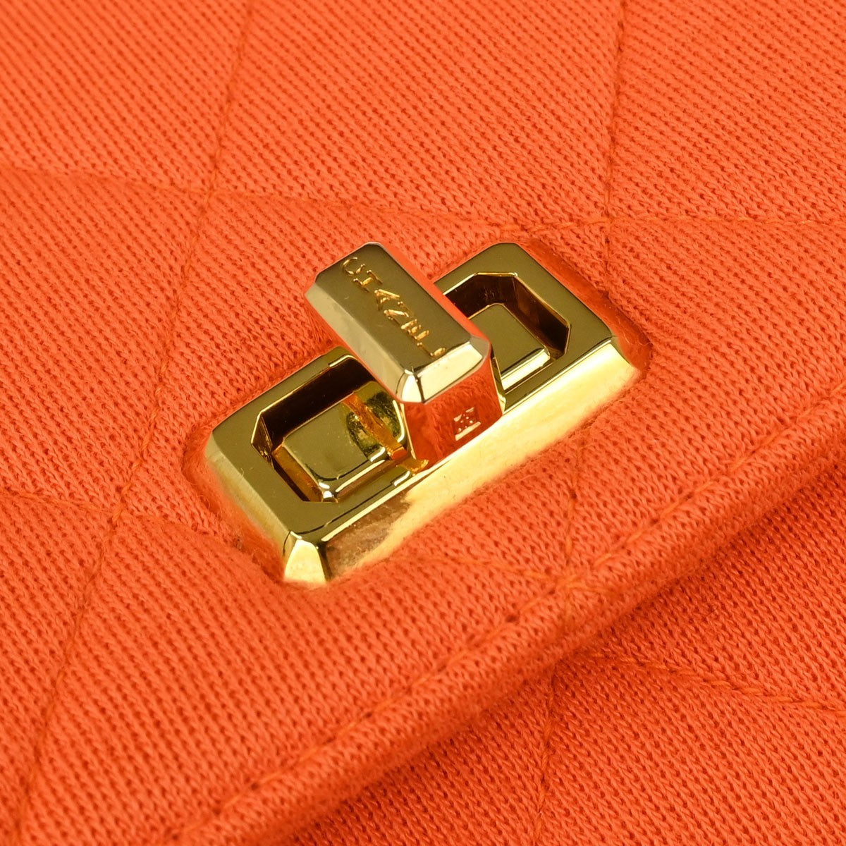 Chanel Shopping Quilted Knit Pluto Glitter Orange Cloth Handbag (Pre-Owned)