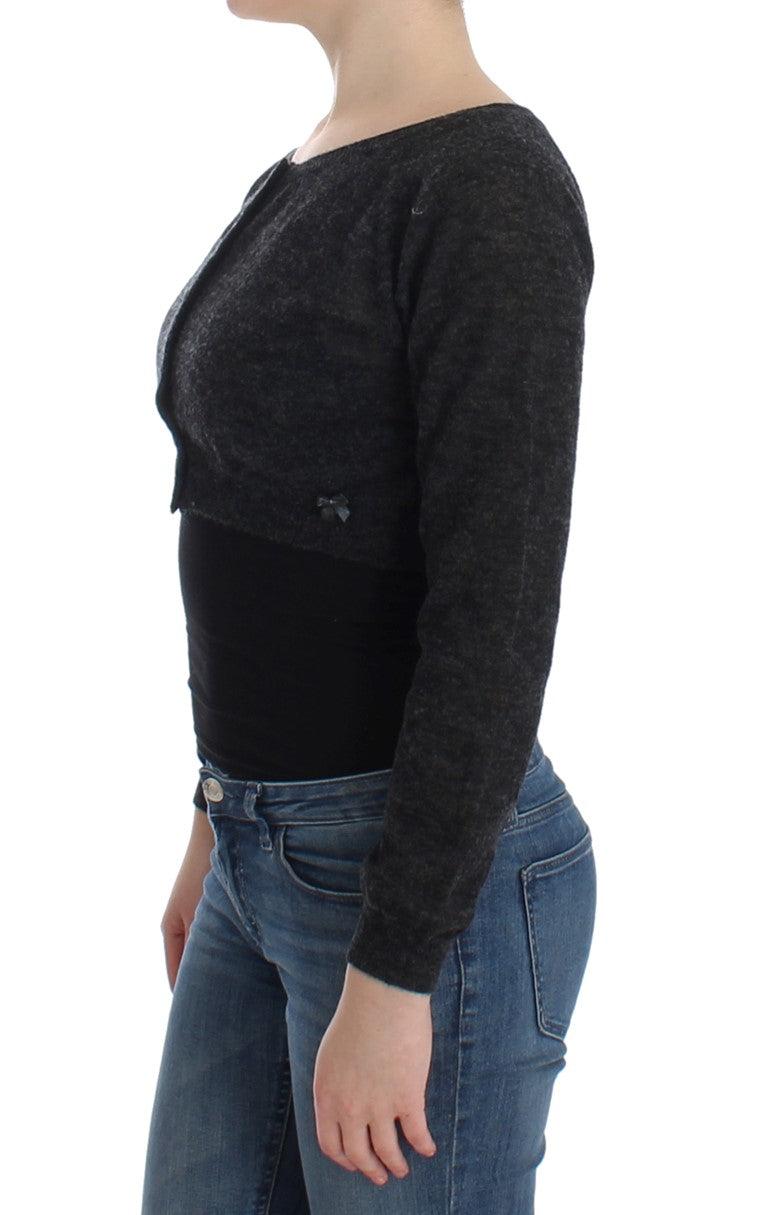 Ermanno Scervino Gray Knit Wool Cardigan Women's Sweater