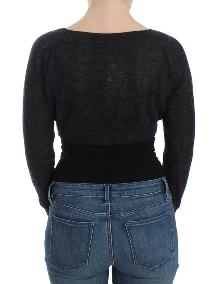 Ermanno Scervino Gray Knit Wool Cardigan Women's Sweater