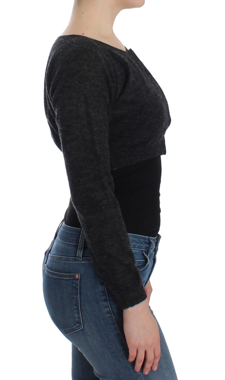 Ermanno Scervino Gray Knit Wool Cardigan Women's Sweater
