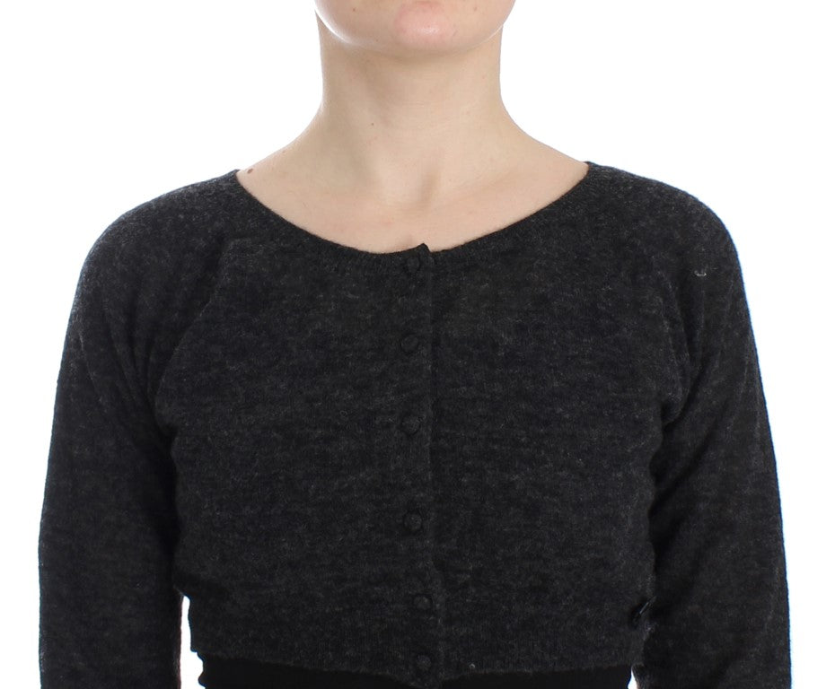 Ermanno Scervino Gray Knit Wool Cardigan Women's Sweater
