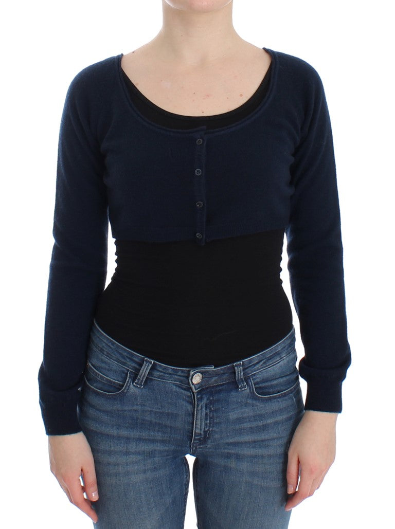 Ermanno Scervino Chic Cashmere-Blend Cropped Sweater in Women's Blue