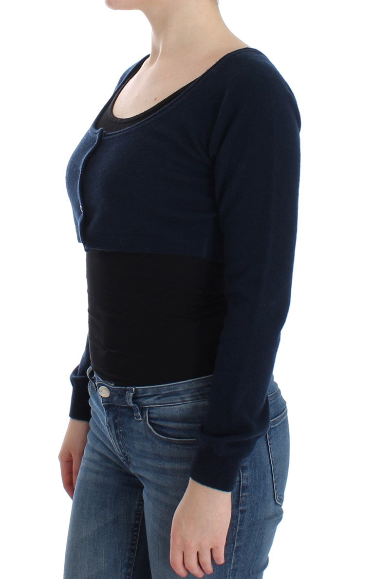 Ermanno Scervino Chic Cashmere-Blend Cropped Sweater in Women's Blue