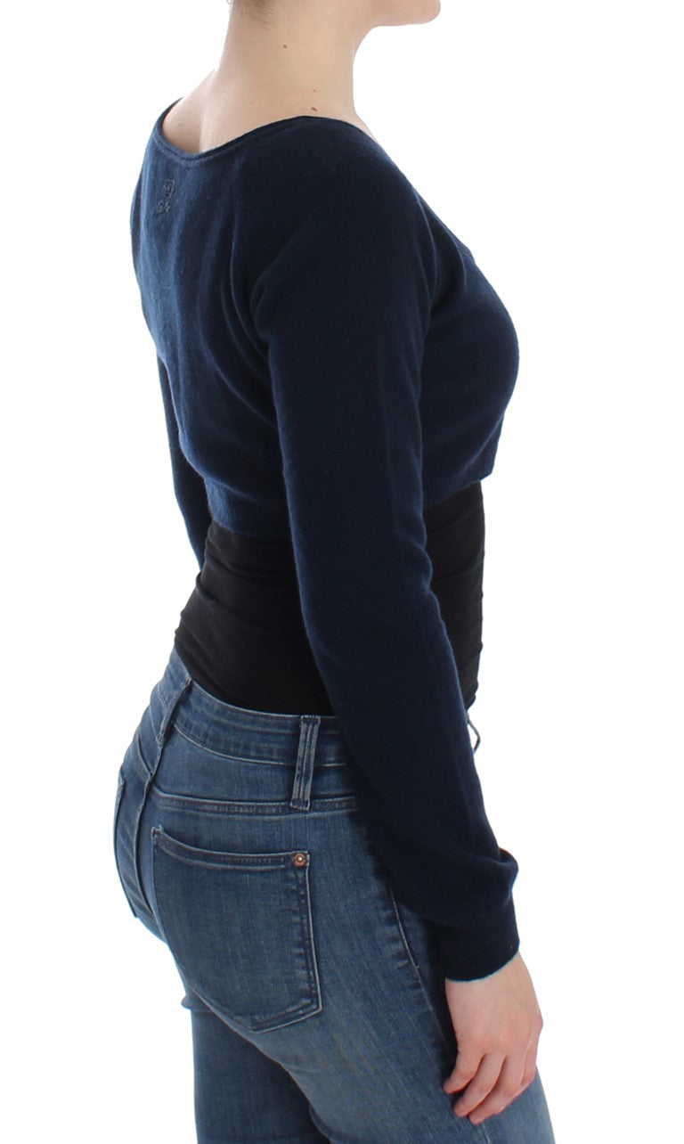 Ermanno Scervino Chic Cashmere-Blend Cropped Sweater in Women's Blue