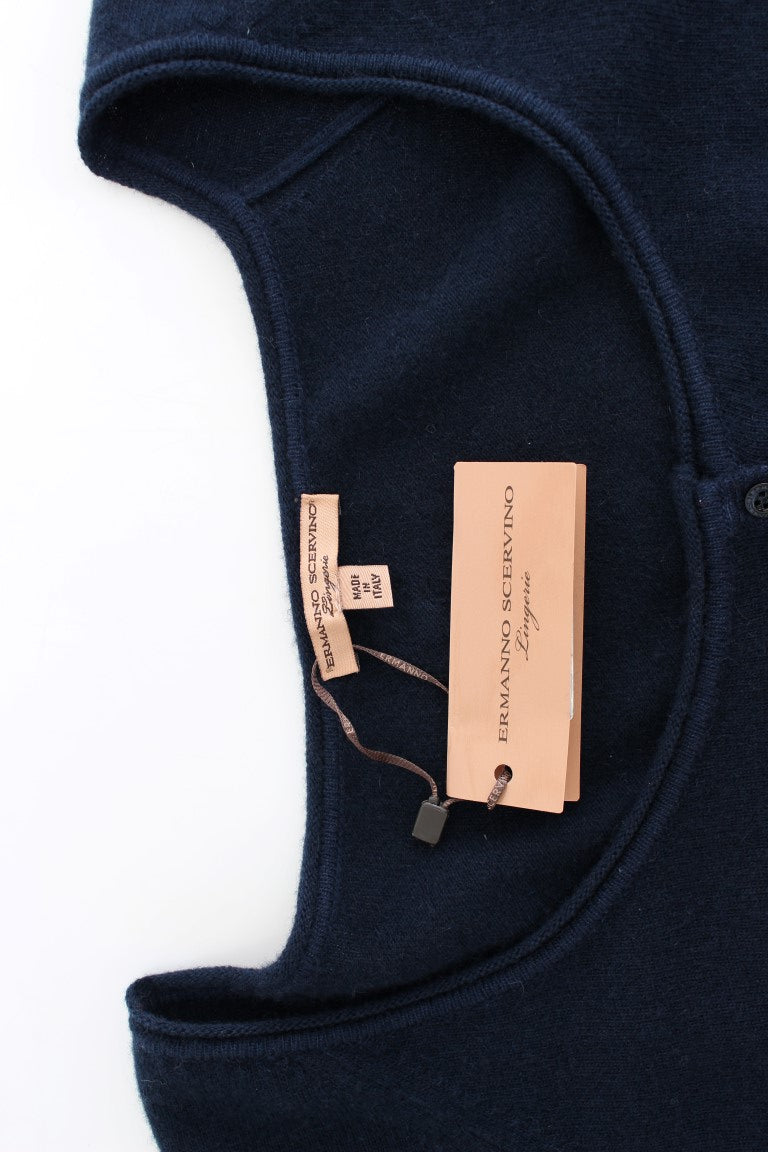 Ermanno Scervino Chic Cashmere-Blend Cropped Sweater in Women's Blue