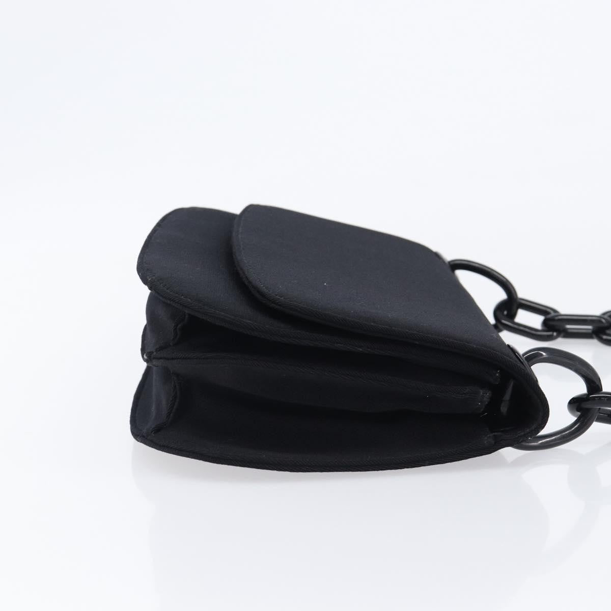 Prada Plastic Chain Flap Bag Canvas Black Cotton Shoulder Bag Bag (Pre-Owned)