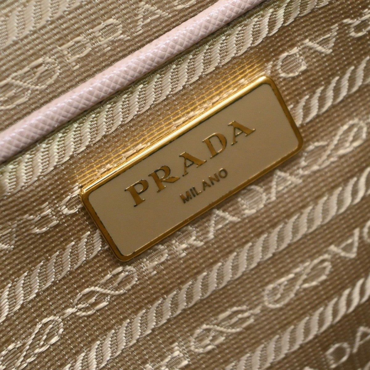 Prada Double Zip Lux Saffiano Leather Pink Leather Tote Bag Bag (Pre-Owned)