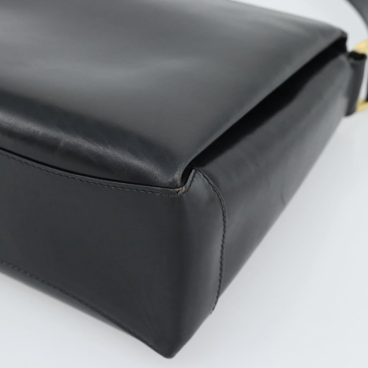 Gucci Vintage Convertible Box Leather Black Leather Handbag (Pre-Owned)