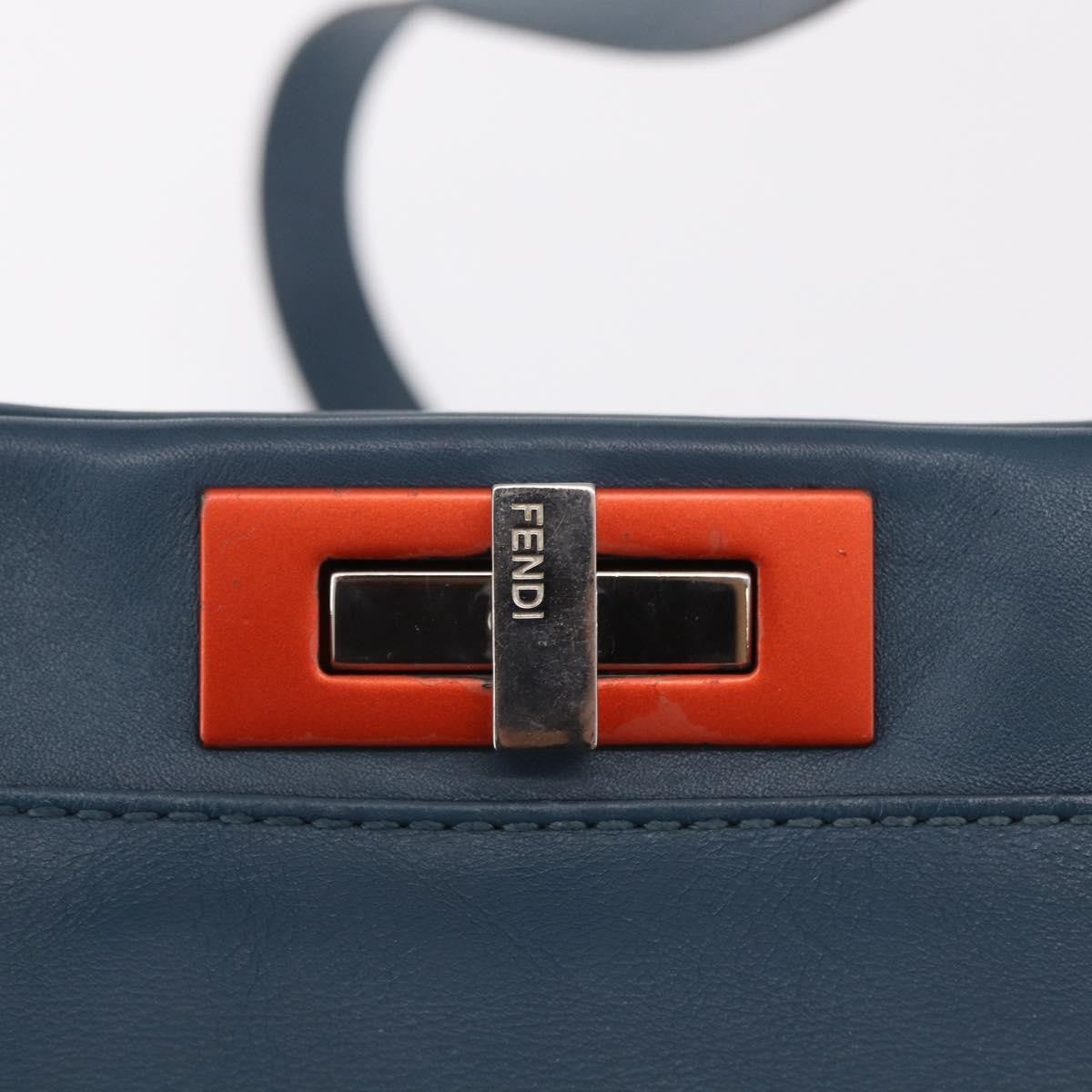 Fendi Peekaboo Ruffled Leather Blue Leather Handbag (Pre-Owned)