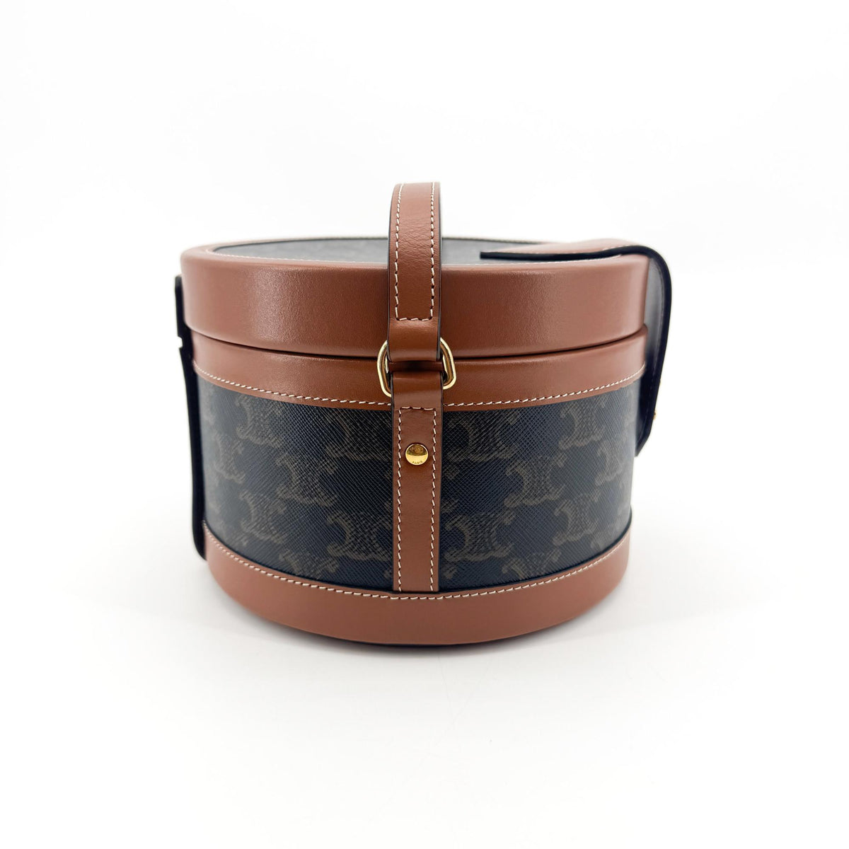 Celine Tambour Triomphe Coated Canvas Black Canvas Handbag (Pre-Owned)