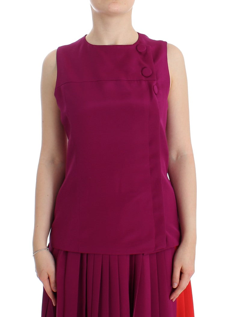 Barbara Casasola Stunning Silk Sleeveless Purple Women's Blouse
