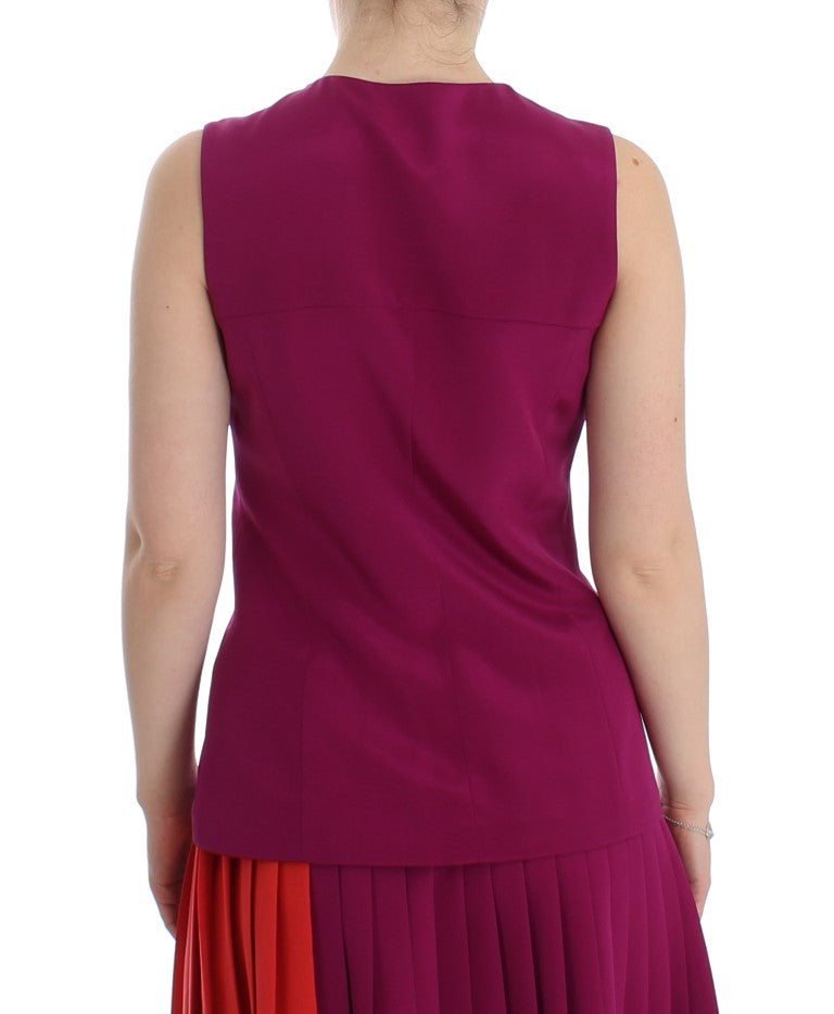 Barbara Casasola Stunning Silk Sleeveless Purple Women's Blouse