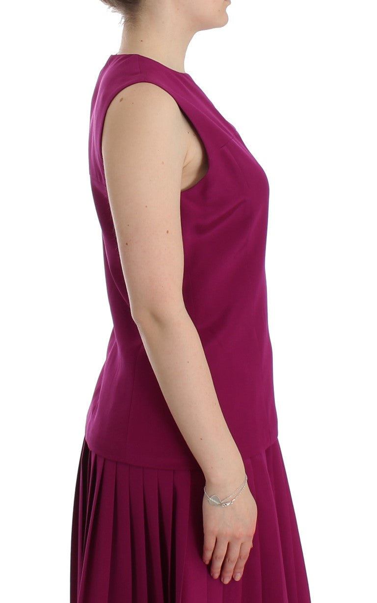 Barbara Casasola Stunning Silk Sleeveless Purple Women's Blouse