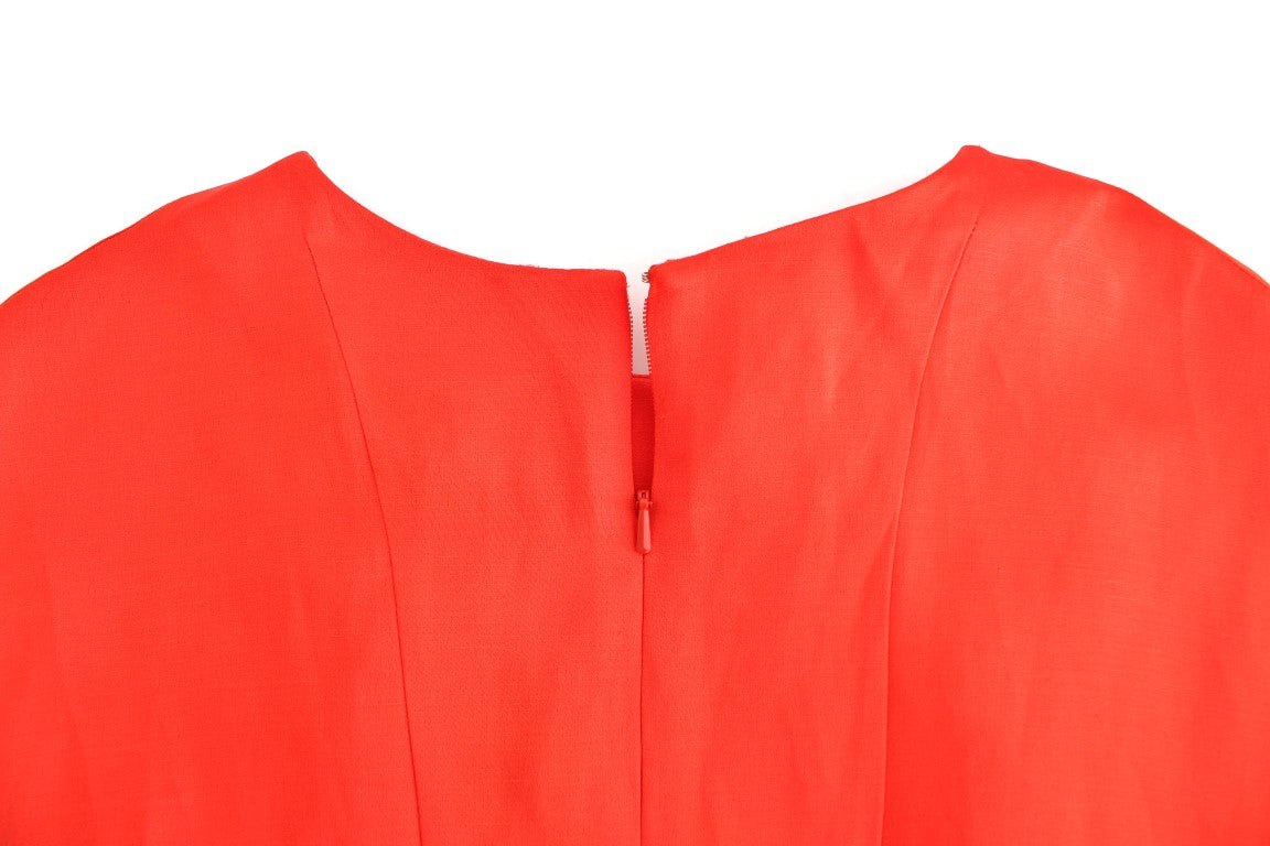 Fyodor Golan Red Mini Linen 3/4 Sleeve Sheath Women's Dress