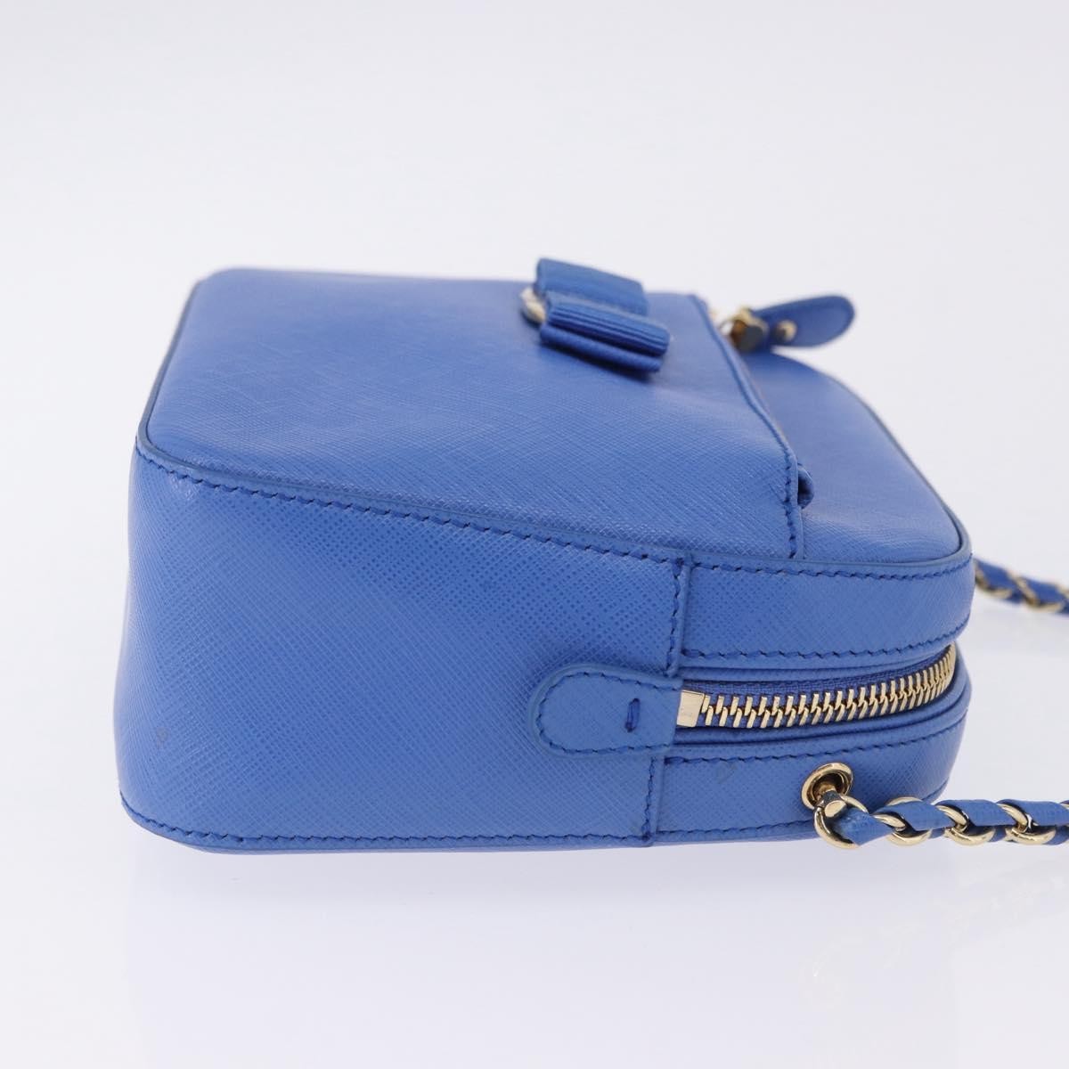 Salvatore Ferragamo Vara Chain Flap Leather Blue Leather Shoulder Bag Bag (Pre-Owned)