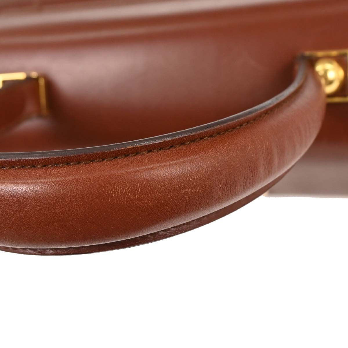 Salvatore Ferragamo Gancini Convertible Top Handle Leather Brown Leather Handbag (Pre-Owned)