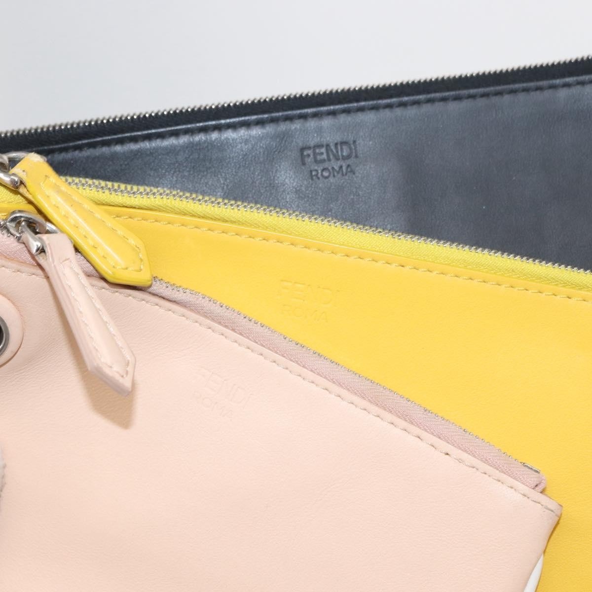 Fendi Triplette Pouch Set Calfskin Multicolour Leather Clutche & Pouche Bag (Pre-Owned)