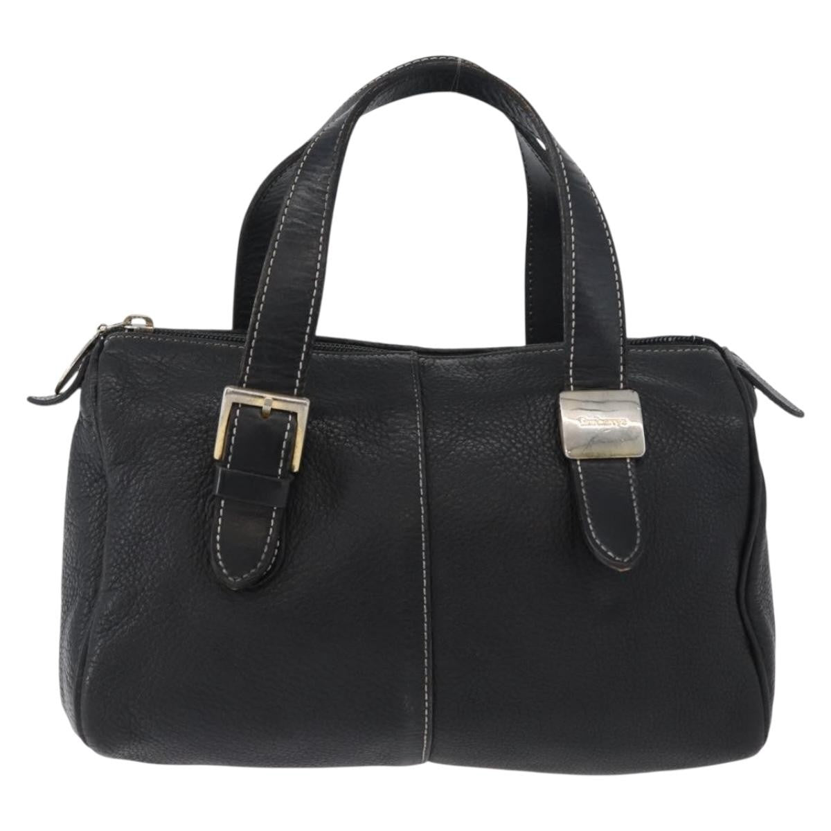 Burberry Vintage Leather Black Leather Handbag (Pre-Owned)