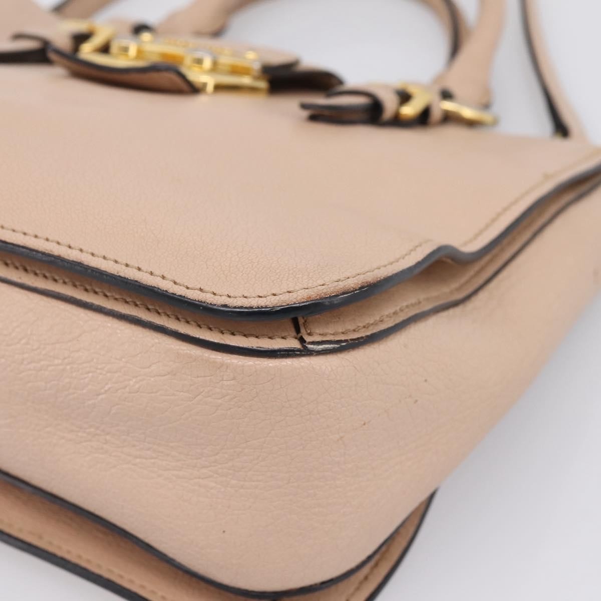 Miu Miu Madras Convertible Lock Leather Beige Leather Tote Bag Bag (Pre-Owned)