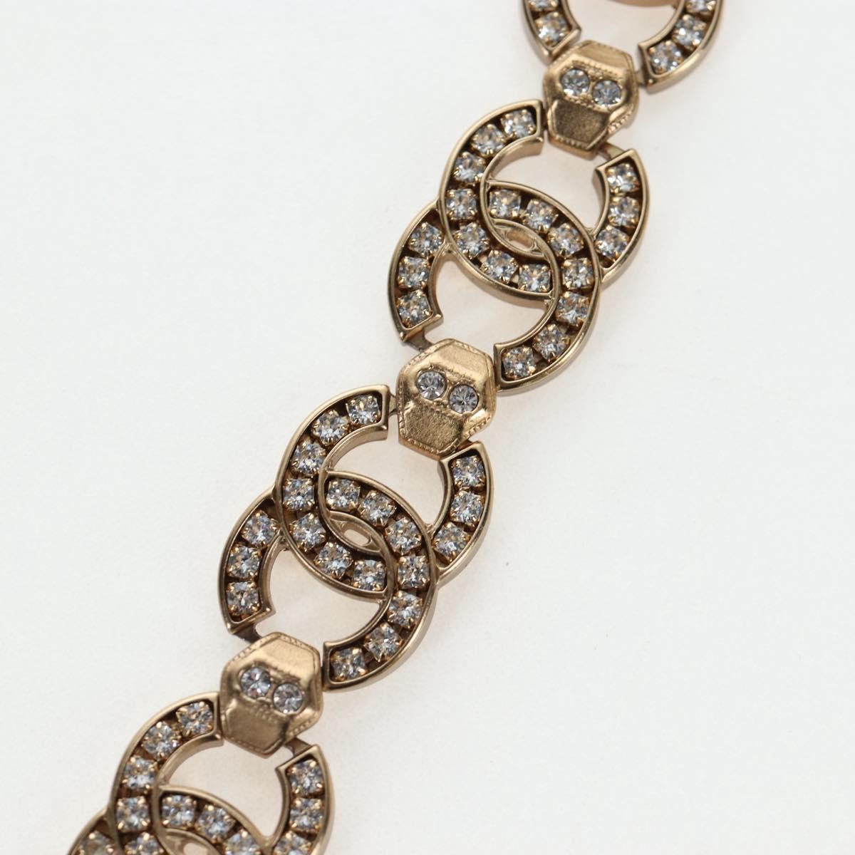 Chanel Cc Link Choker Metal With Crystals Gold Metal Necklace Jewelry (Pre-Owned)