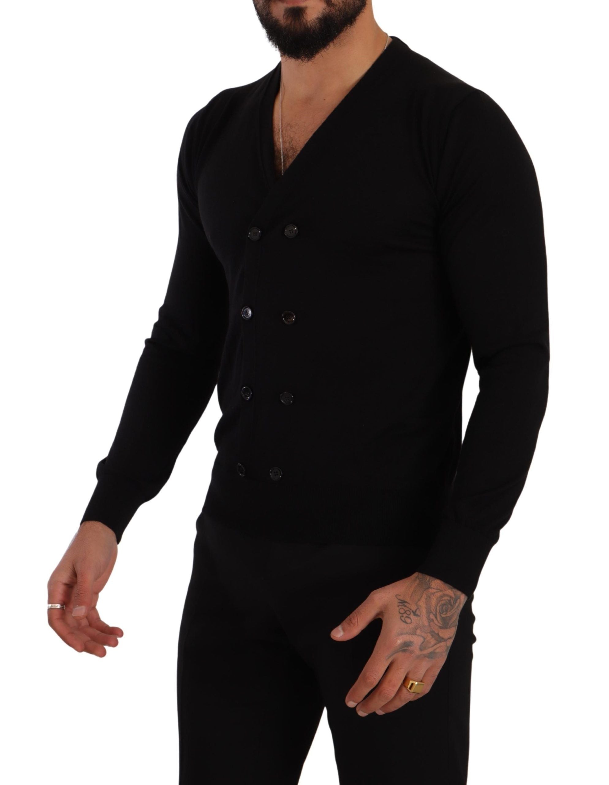Dolce & Gabbana Black Cashmere Button Down Cardigan Men's Sweater