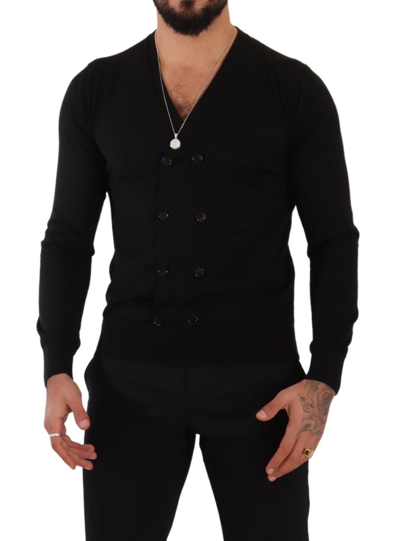 Dolce & Gabbana Black Cashmere Button Down Cardigan Men's Sweater