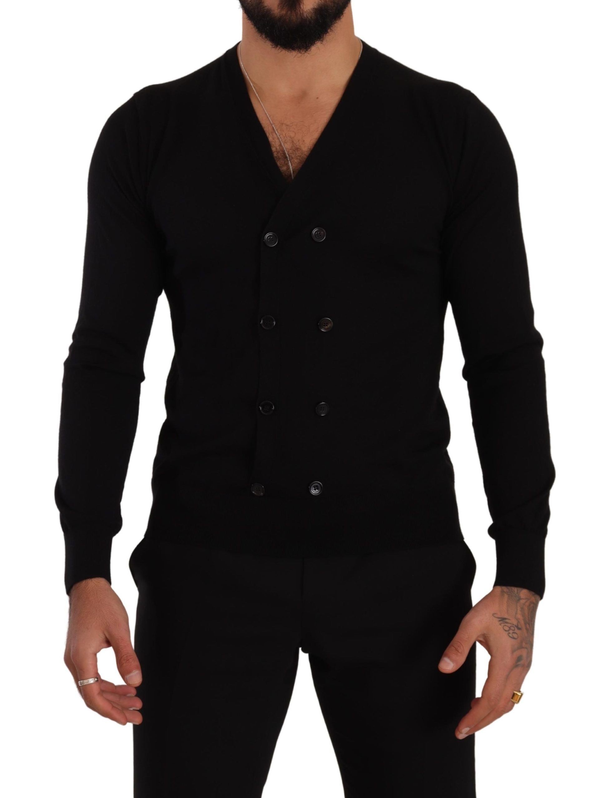 Dolce & Gabbana Black Cashmere Button Down Cardigan Men's Sweater