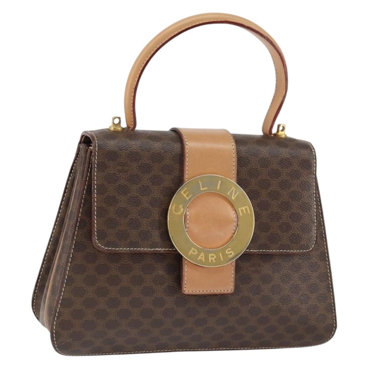 Celine Vintage Macadam Canvas Brown Pvc Handbag (Pre-Owned)