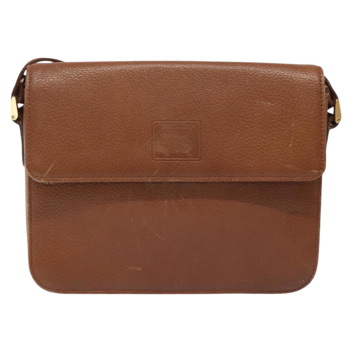 Burberry Nova Check Brown Leather Shoulder Bag (Pre-Owned)