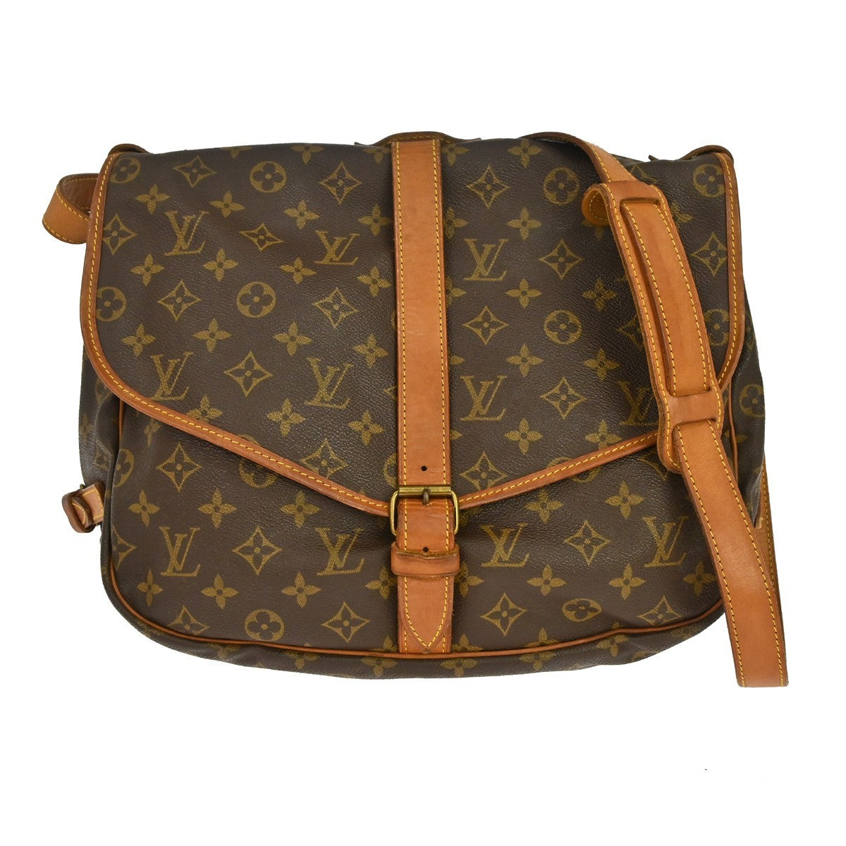Louis Vuitton Saumur Monogram Brown Canvas Shoulder Bag Bag (Pre-Owned)