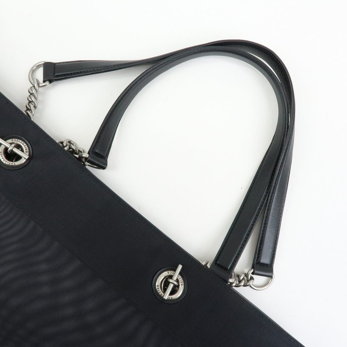 Balenciaga Duty Free Mesh With Leather Black Mesh Tote Bag Bag (Pre-Owned)