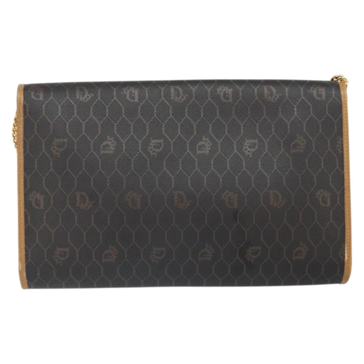 Christian Dior Vintage Honeycomb Chain Canvas Black Canvas Shoulder Bag Bag (Pre-Owned)