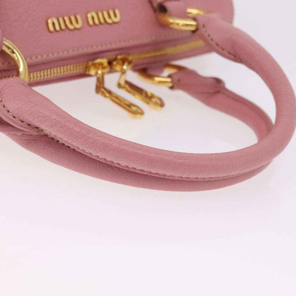 Miu Miu Madras Bowler Leather Pink Leather Handbag (Pre-Owned)