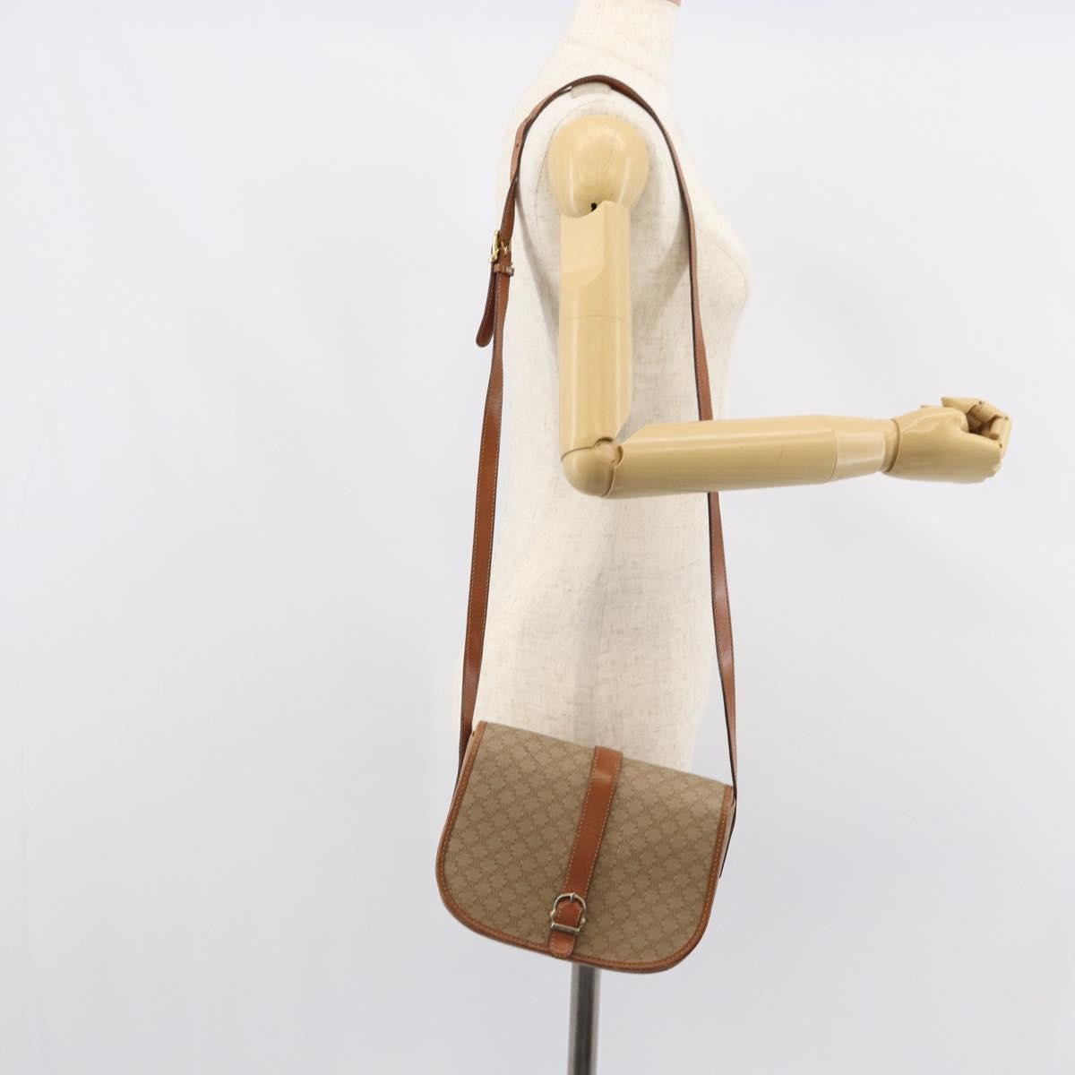 Celine Vintage Macadam Canvas And Leather Beige Canvas Shoulder Bag Bag (Pre-Owned)