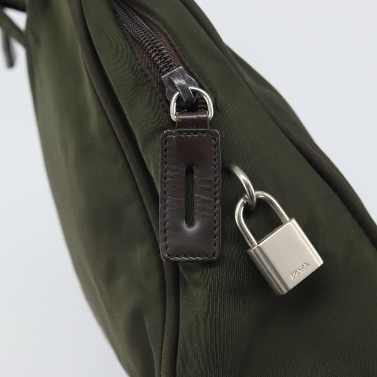 Prada Zip Around Tote Tessuto Khaki Nylon Handbag (Pre-Owned)