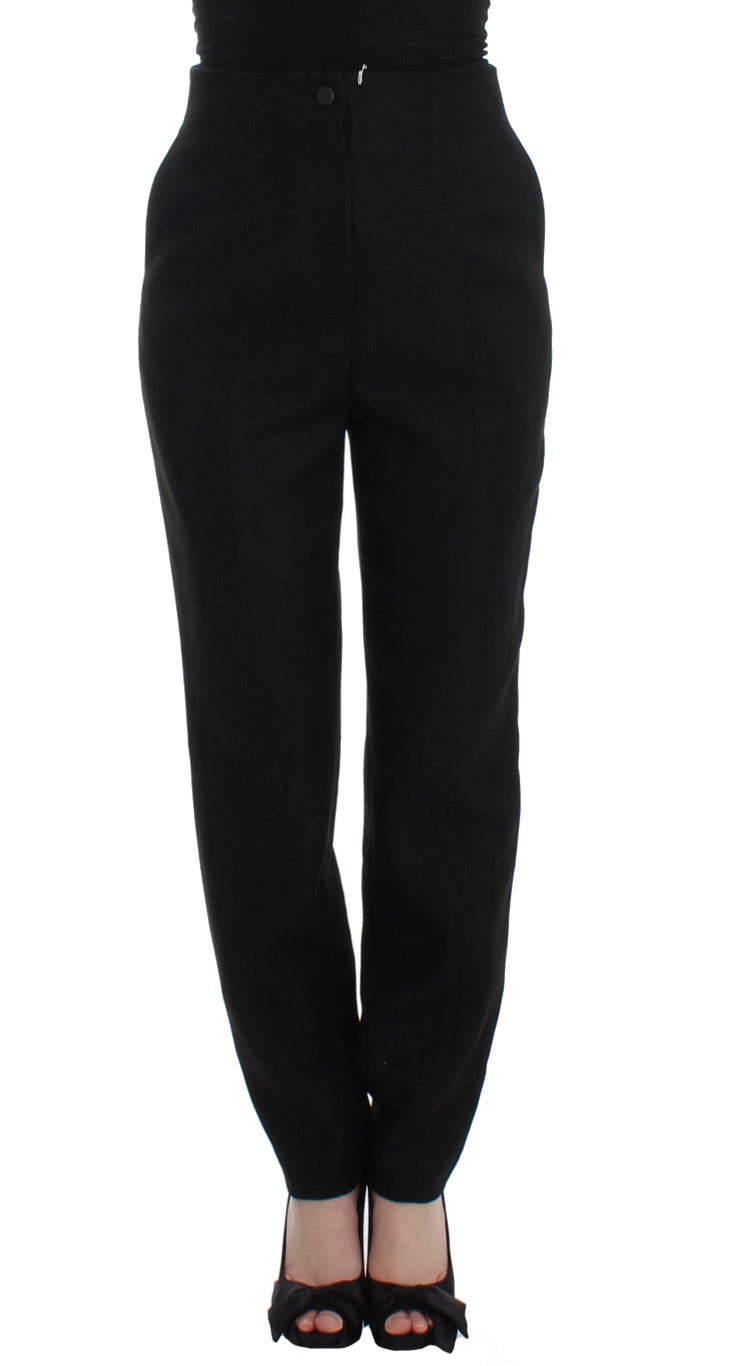 KAALE SUKTAE Black High Waist Straight Slim Dress Women's Pants