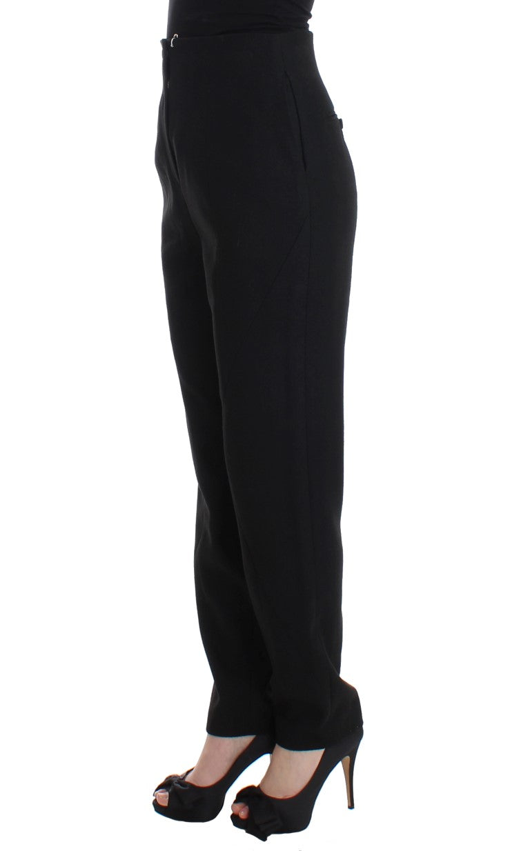 KAALE SUKTAE Black High Waist Straight Slim Dress Women's Pants