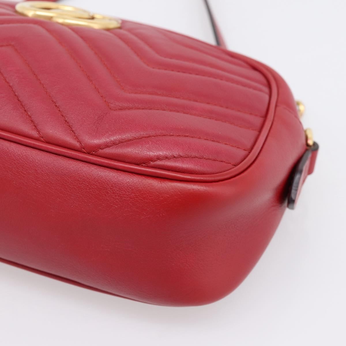 Gucci Gg Marmont Matelasse Leather Red Leather Shoulder Bag Bag (Pre-Owned)