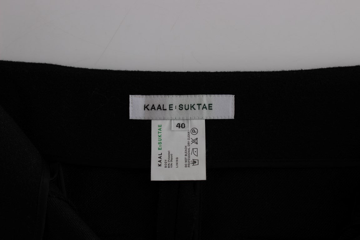 KAALE SUKTAE Black High Waist Straight Slim Dress Women's Pants