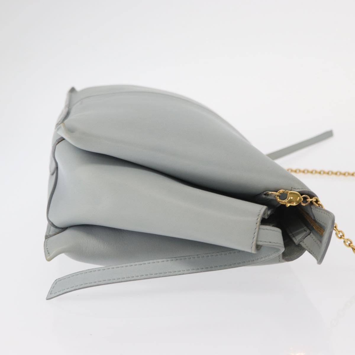 Celine Tri-Fold Clutch On Chain Smooth Leather Gray Leather Clutche & Pouche Bag (Pre-Owned)