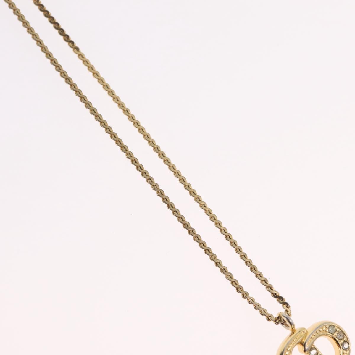 Christian Dior Vintage Cd Pendant Metal With Crystals Gold Metal Necklace Jewelry (Pre-Owned)