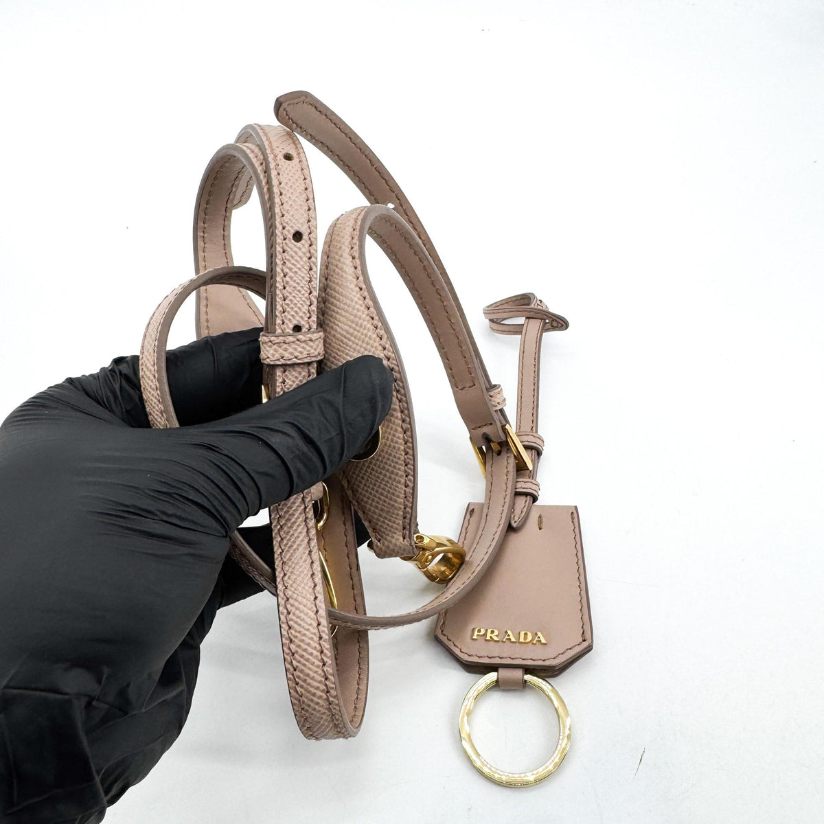 Prada Matinee Top Handle Saffiano Leather Beige Leather Handbag (Pre-Owned)