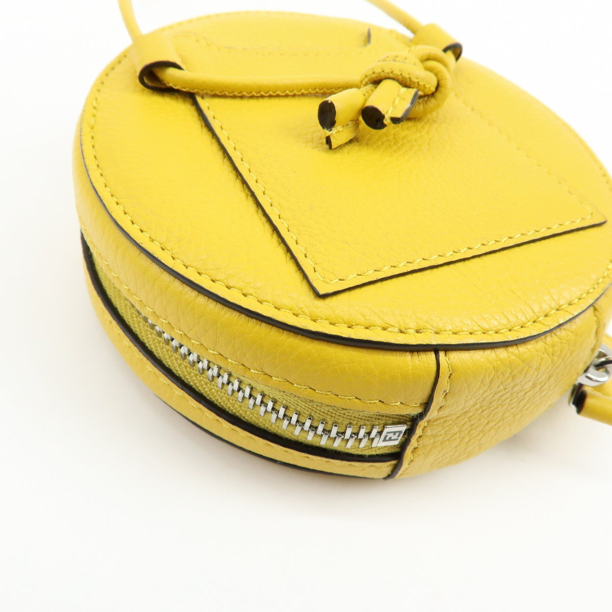 Fendi Vintage Ff Round Embossed Leather Yellow Leather Crossbody Bag Bag (Pre-Owned)