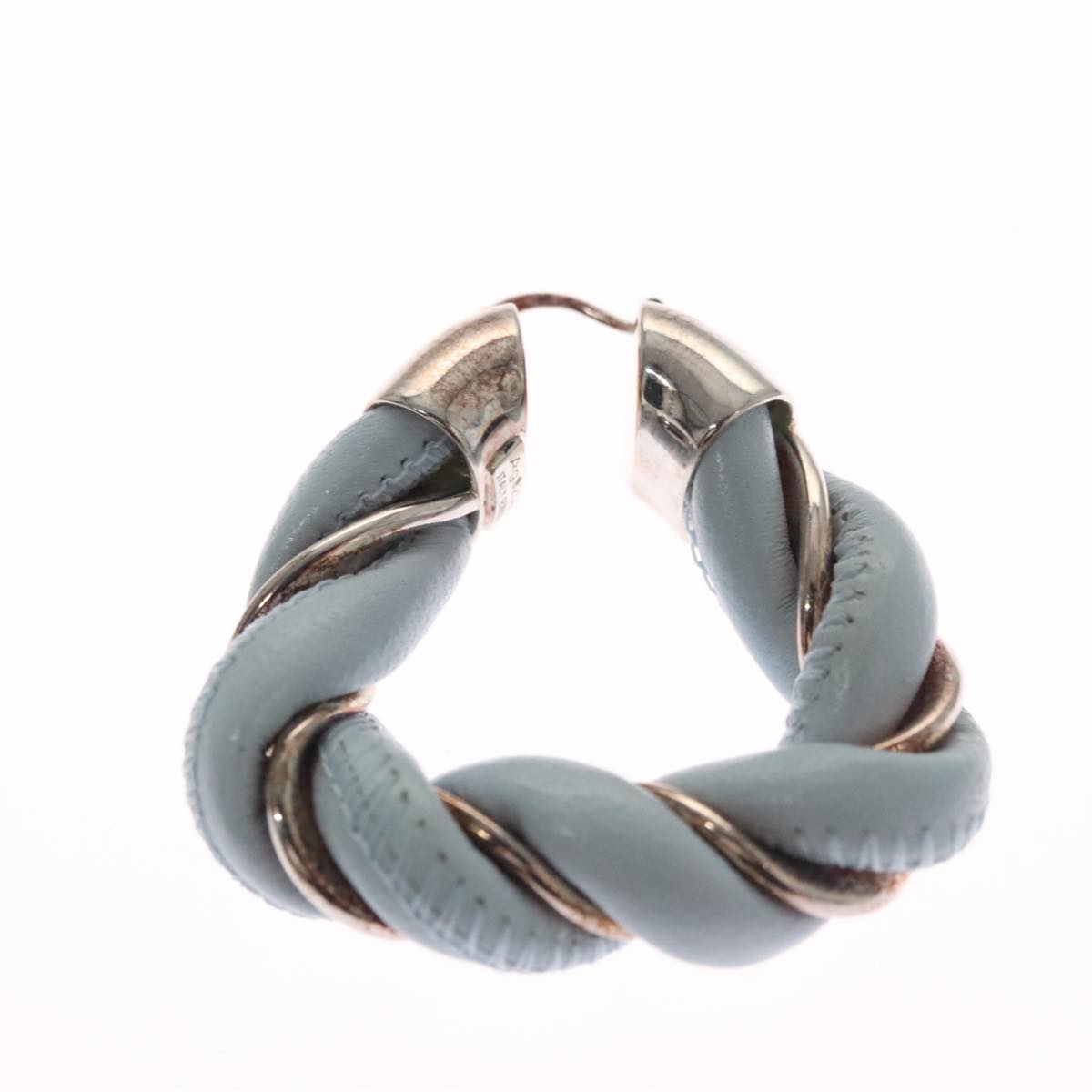 Bottega Veneta Triangle Blue Leather Earring Jewelry (Pre-Owned)
