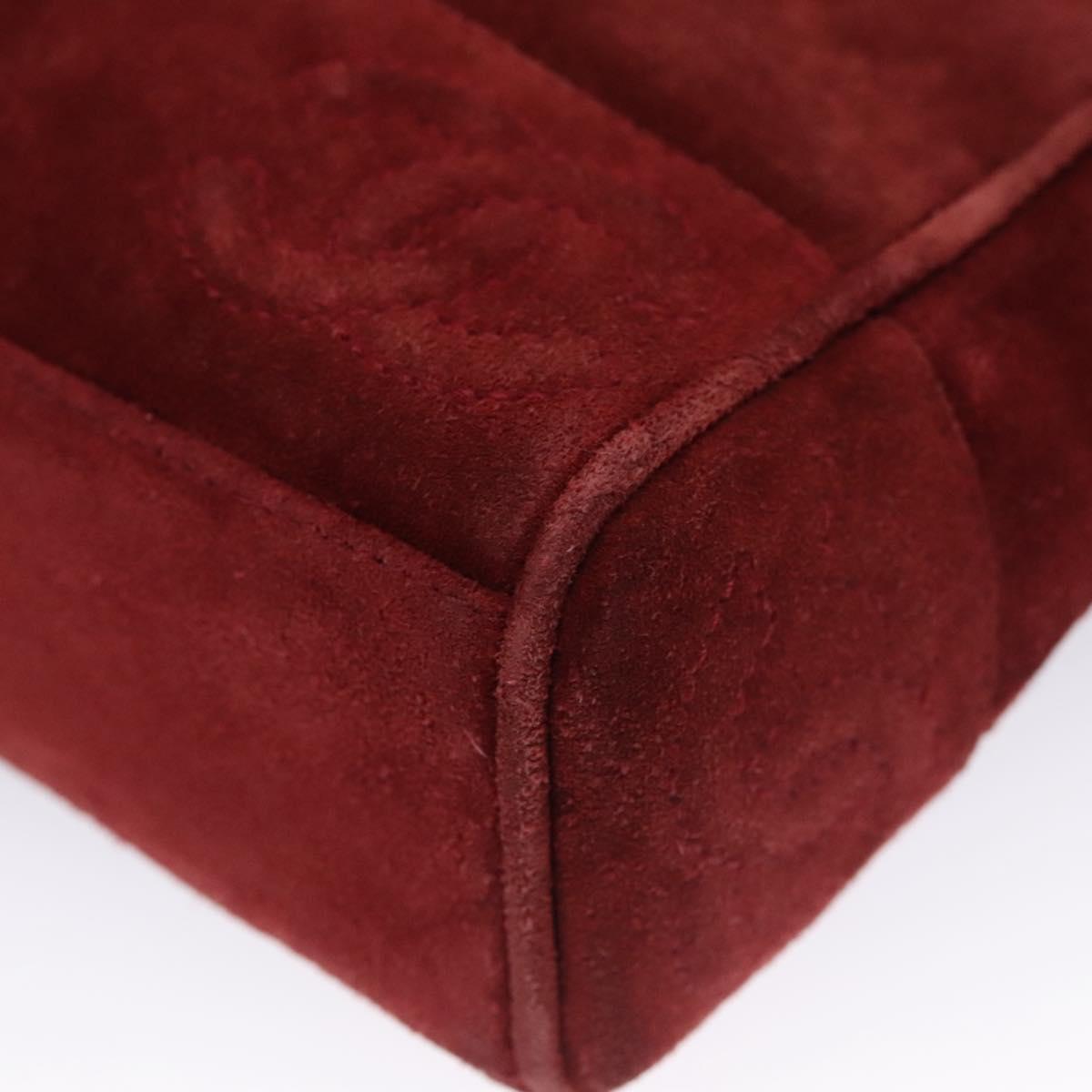 Chanel Triple Coco Red Suede Shoulder Bag (Pre-Owned)