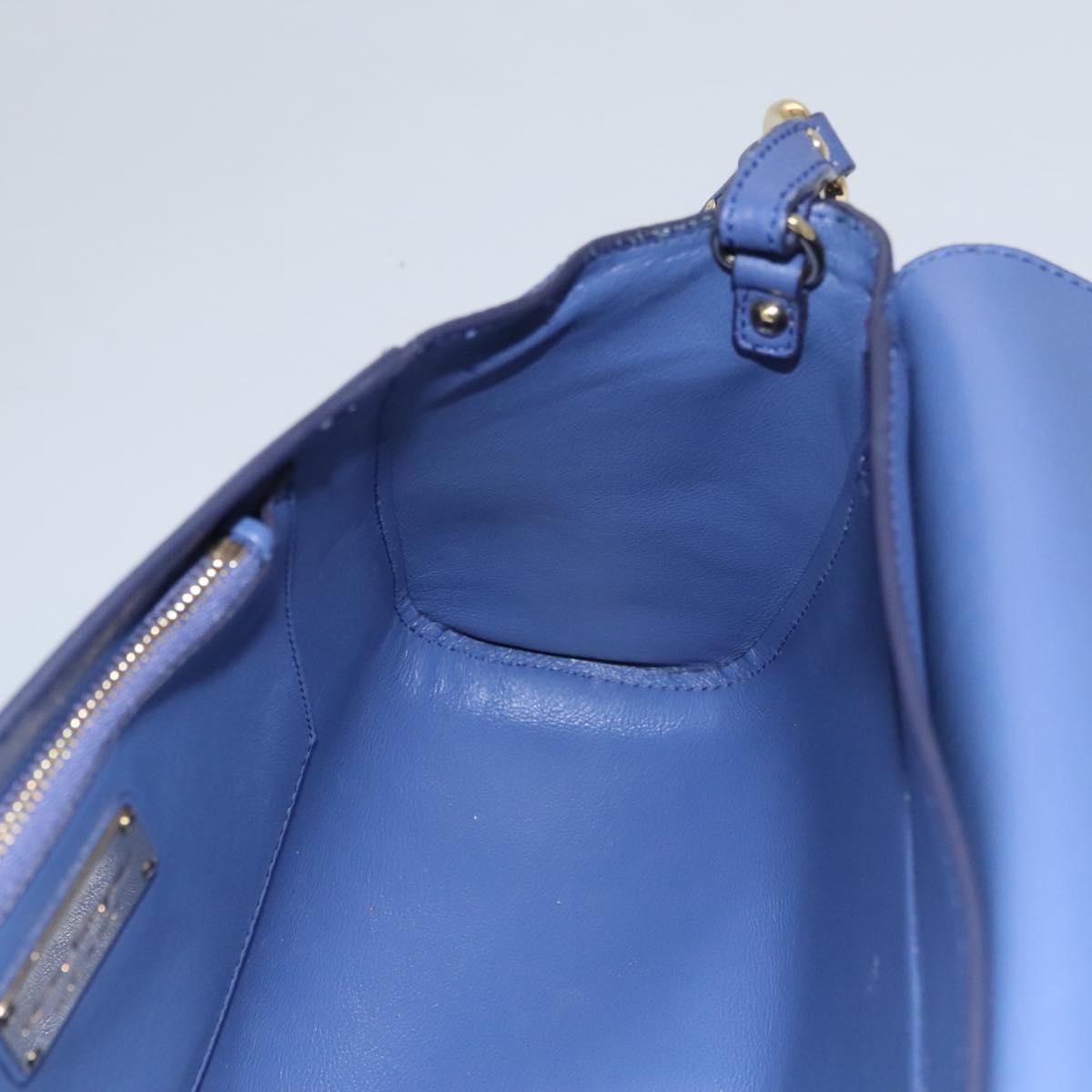 Salvatore Ferragamo Gancini Blue Leather Shoulder Bag (Pre-Owned)